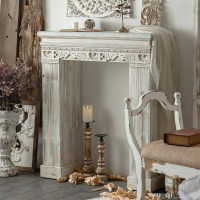 可客製免運法式壁爐裝飾柜實木復古藝術做舊成品別墅仿真假壁爐裝飾置物架子