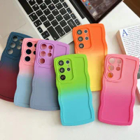 1pcs For Galaxy S24 Ultra Case Gradient Wave Rubber Case For Samsung Galaxy S23 Ultra S22 Plus S21 FE