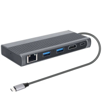 USB C Hub M.2 SSD Enclosure HDMI-Compatible+USB3.1+RJ45+PD Type-C Docking Station For M.2 NVME NGFF SSD For