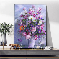 鑽石畫餐廳花卉5d點貼鑽十字繡客廳紫色花瓶臥室小幅【淘夢屋】