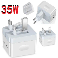 Fast Charging 35W Dual USB C PD Wall Charger Power Adapter Eu UK AC Travel Plug For Iphone 13 14 15 Samsung xiaomi lg