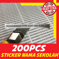(200pcs) Sticker Nama Sekolah (Sticker Putih/Transparent) Sticker Buku Pen Alat tulis