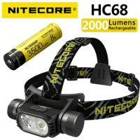 NITECORE HC68 2000 Lumen Electronic Focusing Pan Dual Light Source Headlamp, including NL1835HP battery