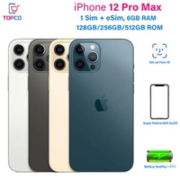 Apple iPhone 12 Pro Max 128/256/512GB ROM 6.7" OLED RAM 6GB A14 Bionic IOS Face ID NFC Unlocked 5G 98% New Genuine Cell Phone
