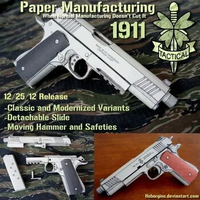 1911 Gun 3D Paper Model DIY Puzzle Manual Papercrafts Toy