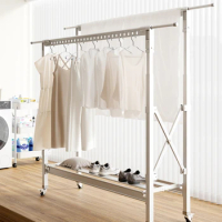 Clothes hanger for household use, floor to ceiling, balcony folding, indoor drying rack, mobile telescopic
