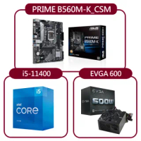 【Intel 英特爾】INTEL i5-11400 處理器+華碩 PRIME B560M-K/CSM+EVGA 艾維克 600W 80 PLUS 電源供應器