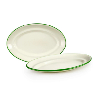 【IBILI】橢圓琺瑯餐盤 米綠35cm(餐具 器皿 盤子)