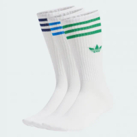 【adidas 愛迪達】襪子 中筒襪 運動襪 3雙組 三葉草 HIGH CREW SOCK 白綠藍黑 IU2656