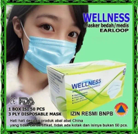 Masker Wellness Medis Grade Hospital Rumah Sakit urgical Earloop 3 Ply Lapis 3Ply isi 50 pcs Debu Vi