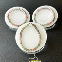 Bicolor / watermelon tourmaline natural crystal bracelet