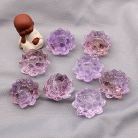 天然紫水晶蓮花擺件荷花原石雕刻料供佛裝飾桌面飾品