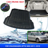 Car Trunk Mat For Volkswagen Jetta 6 MK6 Vento 2011~2018 2014 2015 2016 2017 High Temperature Resistant Storage Mat Accessories