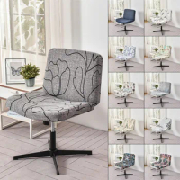 Armless Chair Cover Criss Cross Legged Office Desk Chair Slipcover Floral MidBack Accent Wide Seat Computer Task Chair Covers