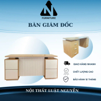 Bàn làm việc giám đốc lãnh đạo có học tủ MDF phủ melamine chống thấm