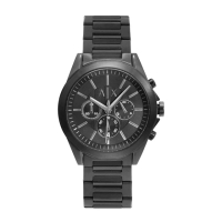 【A|X Armani Exchange】黑色系 三眼計時 不鏽鋼錶帶 手錶 男錶 42mm 情人節(AX2601)