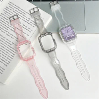 New Clear Strap&amp;Case For Apple Watch Band Ultra 44mm 45mm 40mm 41mm 49mm, TPU Sports Transparent Bracelet For iWatch Series 1-9