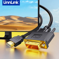 Unnlink 4K HDMI to DVI Cable Male to Male DVI 24+1 Bidirectional Converter Adapter for PC to HD TV Projector Monitor 0.5-10m