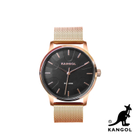【KANGOL】英國袋鼠│簡約刻紋米蘭錶 / 手錶 / 腕錶 - KG71838-02Y(黑曜石)