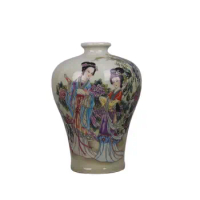 Chinese Old Porcelain Vase Pink Maid Tumei Bottle