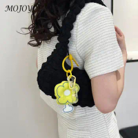 Women Shoulder Bag Cloud Underarm Bag Pleated Casual Tote Bag Solid Handbags
