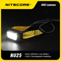 NITECORE NU25 V2 Headlamp USB Rechargeable Built-in 400LM Battery Flashlight For Outdoor Running Lightweight Head Lamp Light