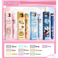 BABYHAPPY7 Pulpen 10 Warna Karakter Pulpen Warna-Warni Pulpen Anak