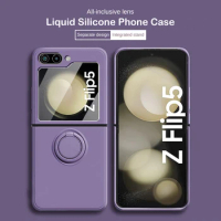 Samsung Galaxy Z Flip5 Liquid Silicone Phone Case For Samsung Galaxy z flip 5 Ring Holder Protective Shell For Samsung z flip5
