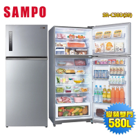 SAMPO聲寶 580公升一級能效極光鈦鋼板系列變頻雙門冰箱SR-C58D(S9) 含拆箱定位+舊機回收