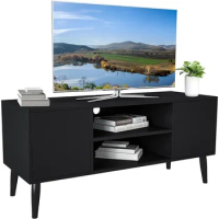 Yusong Retro TV Stand for 55 Inch TV, Entertainment Centers for Living Room Bedroom, Wood TV Bench Table TV Console TV Cabinet