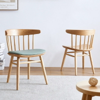 『免運』北歐INS實木溫莎椅創意西餐廳軟包靠椅酒吧奶茶店木椅子餐凳椅子 售後無憂