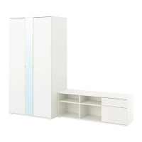VIHALS 衣櫃/長凳組合, 白色, 251x57x200 公分