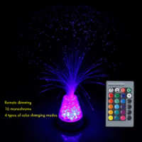 Fiber Optic Lamp RGB Color Changing LED Starry Remote Control Fiber Optic Light with Acrylic Base, 4 Colors -Novelty Night Light