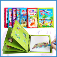 Magic Water Coloring Books Aqua Water Wow Drawing Color Reusable Drawing Educational Toy With Water Pens For Toddlers Kids