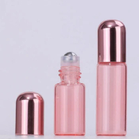 100pcs Roller Bottle 1ml 2ml 3ml 5ml Rose Gold Clear Perfume Tester Roll on Bottle Glass Vial for Perfume with Rose Gold Lid