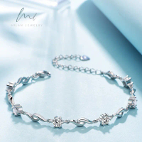 MILAN Snowflake Bangle Bracelet Platinum-Plated 925 Sterling Silver Set with 7 × 0.5 Carat Moissanit