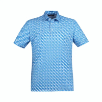 【PING】男款滿版LOGO涼感短袖POLO衫-藍(吸濕排汗/抗UV/GOLF/高爾夫球衫/PA23118-56)