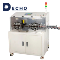 DECHO DE-S165 belt driven fully automatic 6-150mm2 electrical wire cutting and 3 layers stripping machine for shield cable