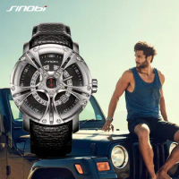 SINOBI Creative Men's Watches Calender Stainless Steel Men's Sports Watch Waterproof Fashion Racing Clock Men Quartz Wristwatch