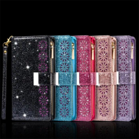 New Case On For Fundas Samsung Galaxy Fold 3 5G Mobile Phone Cover For Galaxy Z Fold3 Starry Sky Glitter Leather Cases Coque