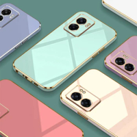 For OPPO A57 5G Case Luxury Square Plating OPPO A77 5G Realme Narzo 50 5G Phone Case ShockProof Silicone Back Cover Fundas