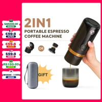 2 in 1 Portable Espresso Coffee Machine Rechargeable Electric Coffee Maker Fit Nespresso Capsule Coffee Powder for Car &amp; Travel