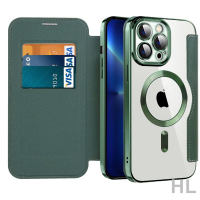 HL 蘋果14pro翻蓋手機殼磁吸鏡頭全包iphone12卡包13promax皮套11