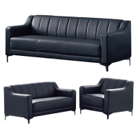 文創集 黛曼現代黑透氣PU皮革沙發椅組合(1+2+3人座沙發組合)-186x70x70cm免組