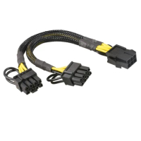 PCI-Express PCIE 6Pin 8Pin to Dual 8P(6+2) Pin VGA Graphic Video Card GPU Adapter Power Supply Splitter Cable 20cm