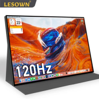 LESOWN 120Hz 100%sRGB Type-C Touch Screen Wide Monitor VESA Speakers 16 inch PC Portable Extension Monitor for Drawing Laptops