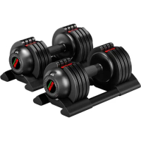 Adjustable Dumbbell, 22lb/44lb/52lb Dumbbell Set with Tray for Workout Strength Training Fitness Adjustable Weight Dial Dumbbell