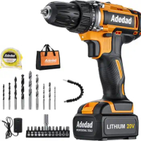 20V Cordless Drill Set Electric Power Drill Kit with Battery and Charger 3/8 Inch Keyless Chuck 21+1 Position 2 Variable Speed