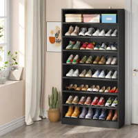 Shoe Cabinet, 9 Tiers 40-45 Pairs Heavy Duty Wood Freestanding Shoe Storage Cabinet, 70.8'' Tall Shoe Cabinet,Black