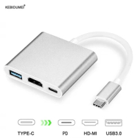 3 in 1 Usb Hub USB C to HDMI-compatible Splitter HUB Type-c to HDMI-compatible USB3.0 Docking Station For Macbook Air Converter